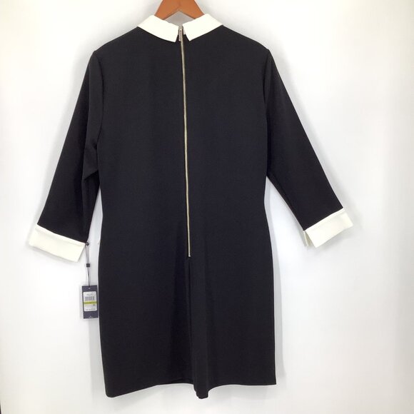 Tommy Hilfiger Women's Black White Collar Shift Dress Size 14 Pockets - Picture 5 of 8